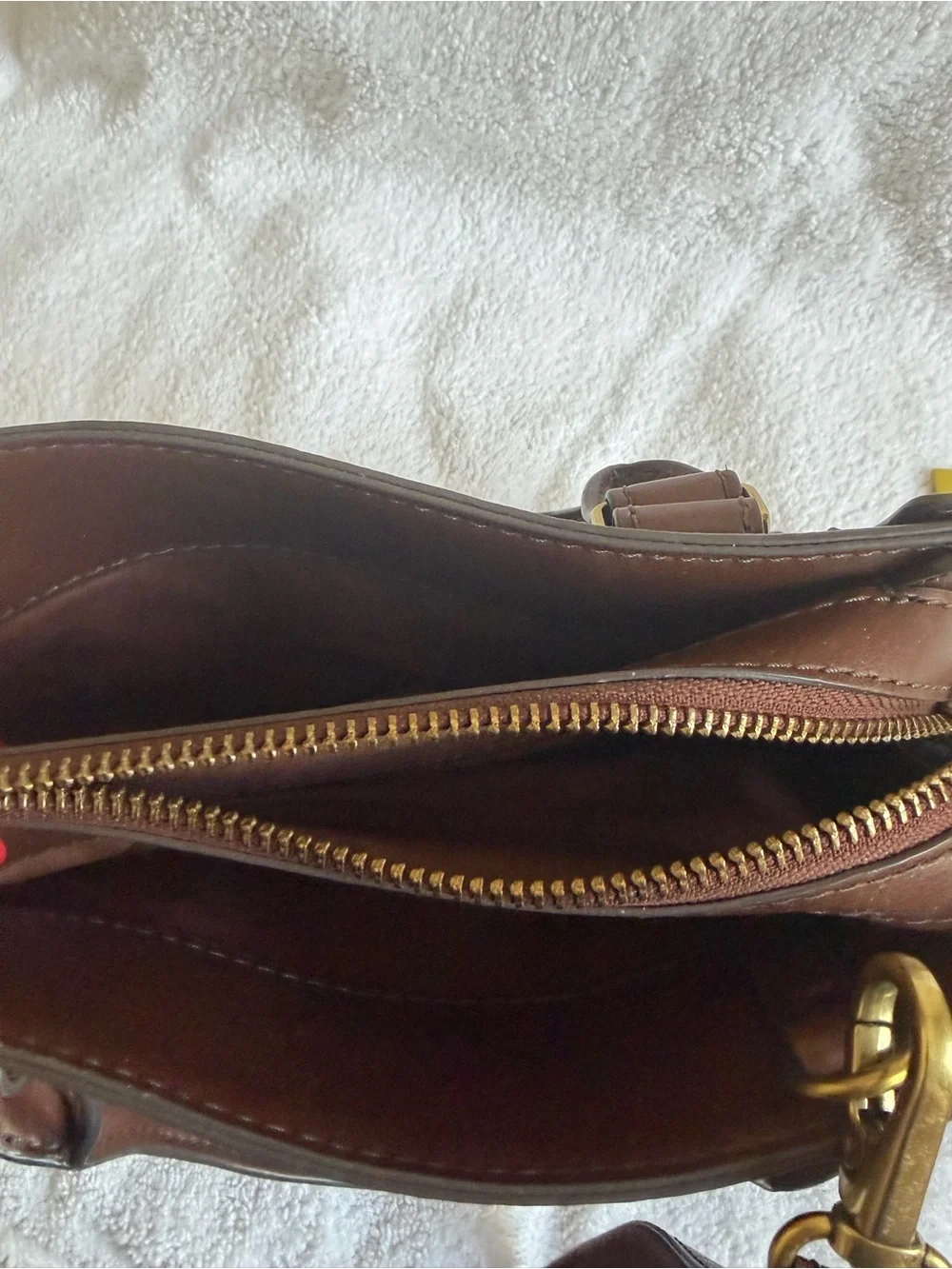 Fossil Black Leather Satchel with Brown Handles and Trim